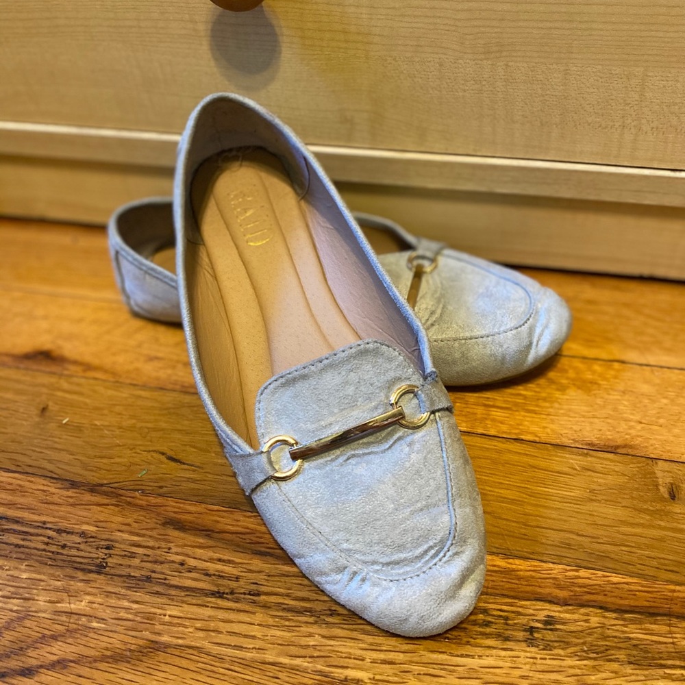 Light blue suede loafers